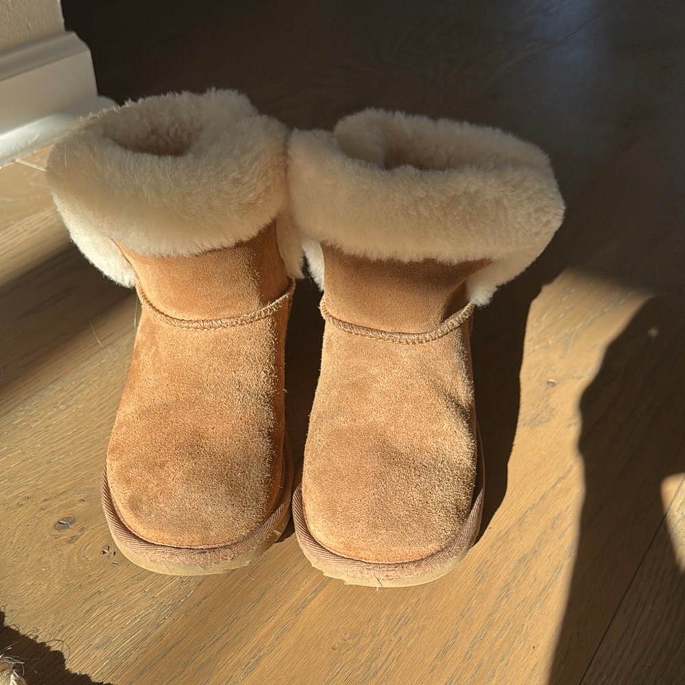 UGG Tan Fuzzy Ankle Boots